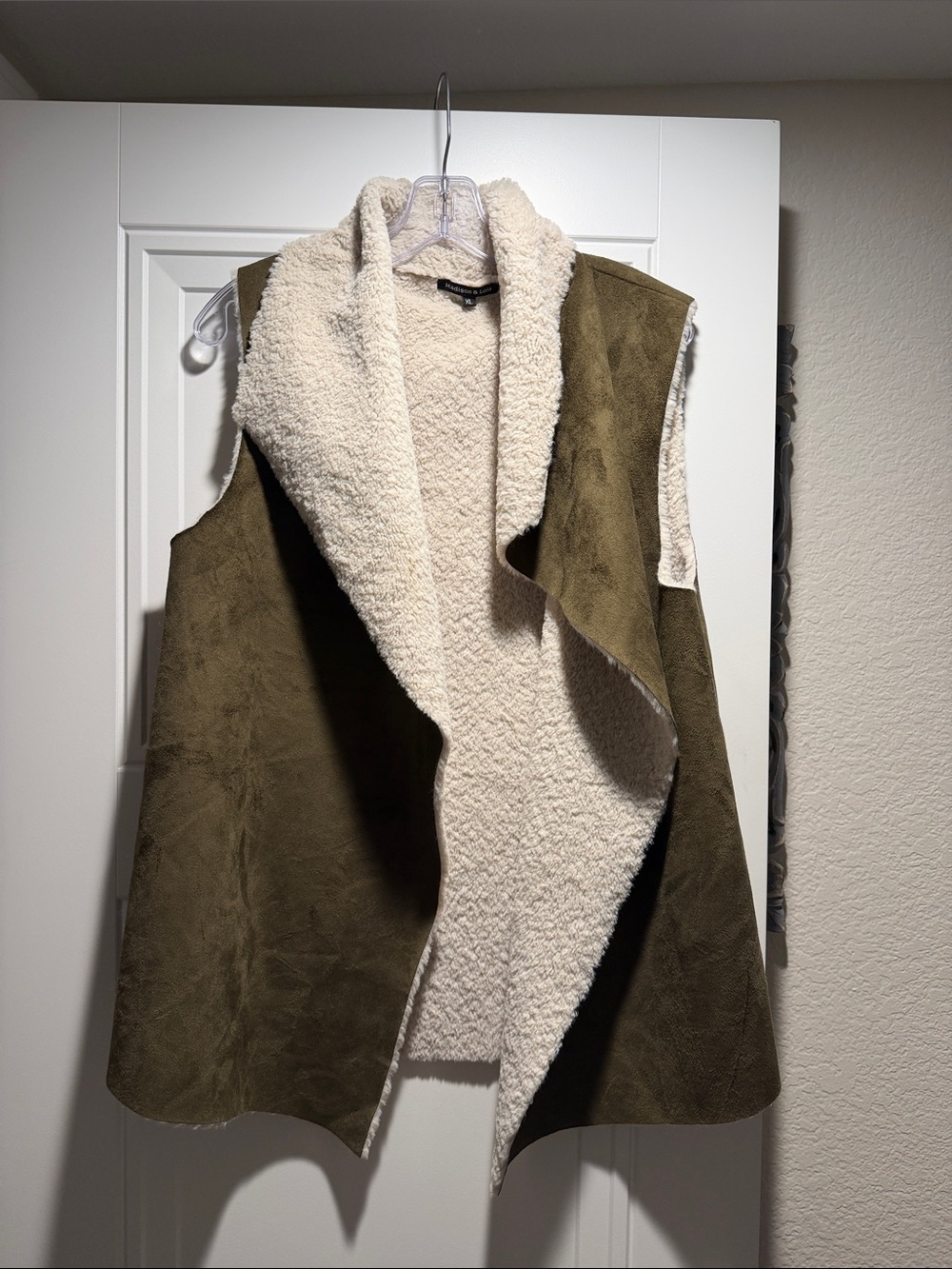 Olive Faux-Suede Sherpa Vest - Women
